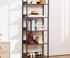 5-Tier Tall Industrial Bookshelf, Rustic Display Vintage Storage Bookcase with Open Shelves, Freestanding