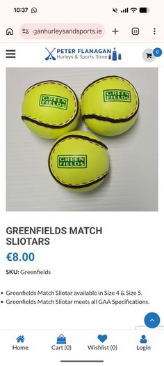 7 Greenfield sliotars size 4