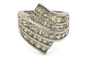 Vintage 925 Sterling Silver &amp; Champagne CZ Cluster Ring