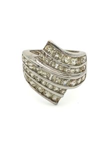 Vintage 925 Sterling Silver & Champagne CZ Cluster Ring