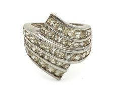 Vintage 925 Sterling Silver & Champagne CZ Cluster Ring