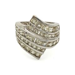 Vintage 925 Sterling Silver & Champagne CZ Cluster Ring