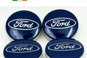 4x Ford BLUE 54mm Alloy Wheel Hub Centre Caps Badges Mondeo Fiesta, Galaxy, Kuga