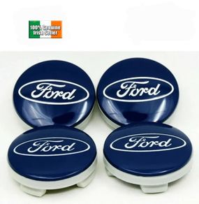 4x Ford BLUE 54mm Alloy Wheel Hub Centre Caps Badges Mondeo Fiesta, Galaxy, Kuga