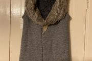 Knit Cardigan with Real Fur Collar