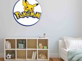 Pokemon logo printed sign for kids room 60cm diameter size pokemon go logo sign wall decor