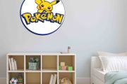 Pokemon logo printed sign for kids room 60cm diameter size pokemon go logo sign wall decor