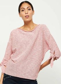 MINT VELVET Stripe Tie Cuff Batwing Tee Top Size 10!