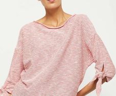 MINT VELVET Stripe Tie Cuff Batwing Tee Top Size 10!