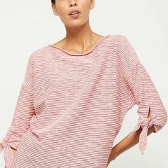 MINT VELVET Stripe Tie Cuff Batwing Tee Top Size 10!
