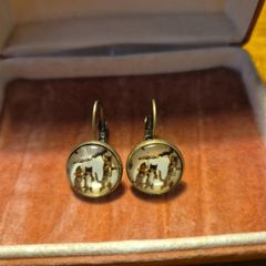 Vintage cats with umbrellas earrings