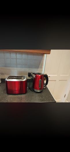Red kitchen appliance bundle