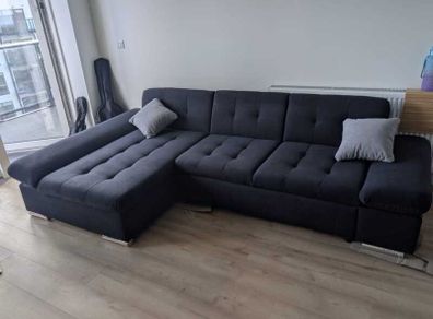 Dark grey corner sofa with chaise - BRAND NEW