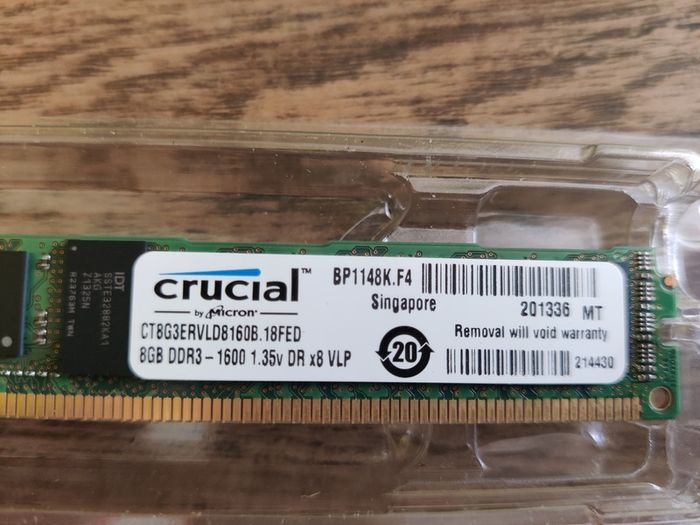 8GB Crucial by Micron ECC Memory Server Ram DDR3 1600MHz 240pin