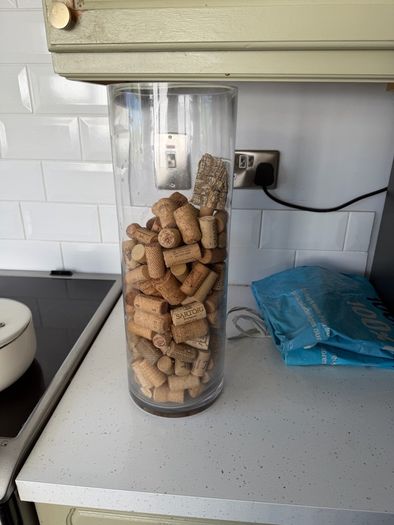 Glass Vase with Wine Corks