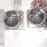 Beautiful Pair of Glass Salt and Pepper Cellars Silver Plated Tops Image 2
