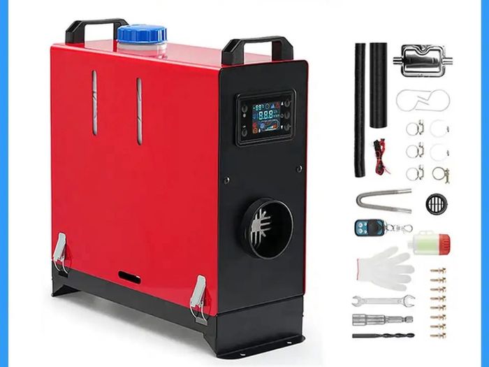 5kw All In One Diesel Heater 12V w Silencer LCD Remote Air Heater Thermostat Caravan Diesel Car Heater Motorhome RV