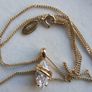 Beautiful Gold Plated Oval Solitaire Pendant Necklace with Chain  Stone Cubic Zirconia Gold, length 18" Image 8