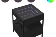 Bedside Table with Infinity LED Black
