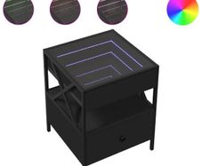 Bedside Table with Infinity LED Black