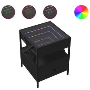 Bedside Table with Infinity LED Black