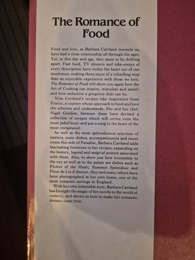 Barbara Cartland Book The Romance of Food 1984