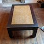 coffee table, black lacquered with rattan inset Image 2
