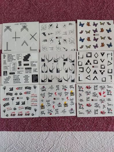 Nail art stickers . 9 sheets