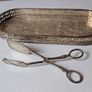 Vintage Silver Plated Serving Tray and Server Tongs Image 2