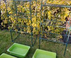 2x metal  garden shelving units + 4 x Ikea Trofast boxes