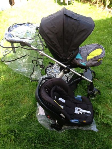 Mamas and Papas Pushchair, Car Seat,  2 rain covers