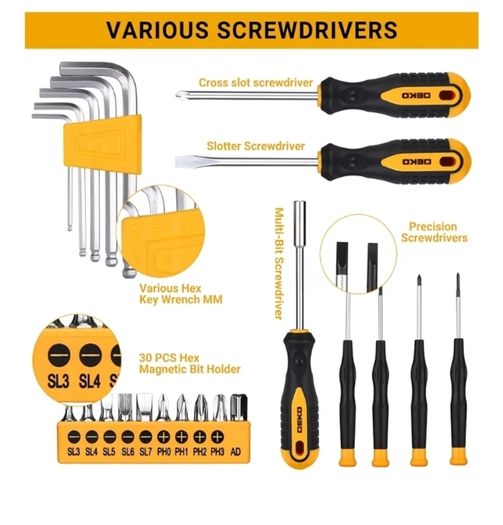 Tool Kit Set Box 100 Pieces Home Repair DIY Tools Basic Hand Toolbox Sets for Home