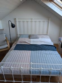King Size Brass & Cast Enamelled Bed