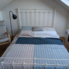 King Size Brass & Cast Enamelled Bed