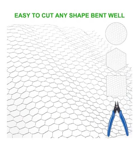 40cm x 5m Floral Chicken Wire Net Galvanized Hexagonal Wire Netting with Mini Cutting Pliers and Gloves for Crafts and Gardening