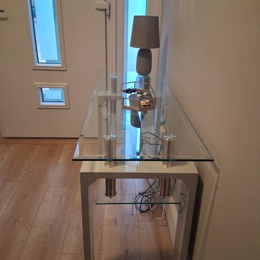 glass console table