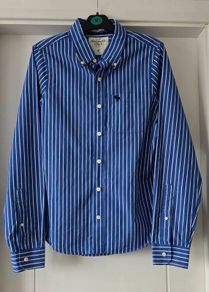 Abercrombie & Fitch striped logo button-up Shirt 100% cotton - size: M