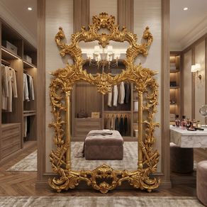Fantastic carved wood old mirror