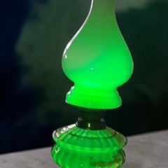 Large Uranium glass oil lamp