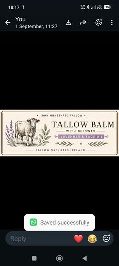 Tallow Naturals Face & Body Balm  60ml