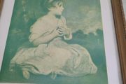 RARE FIND OLD ANTIQUE Classic in Vintage Wooden and Gilded Plaster Traditional Little Girl Portrait Print Frame Art French Country Girl.