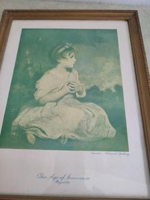 RARE FIND OLD ANTIQUE Classic in Vintage Wooden and Gilded Plaster Traditional Little Girl Portrait Print Frame Art French Country Girl.