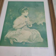 RARE FIND OLD ANTIQUE Classic in Vintage Wooden and Gilded Plaster Traditional Little Girl Portrait Print Frame Art French Country Girl.