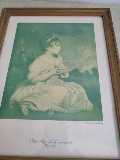 RARE FIND OLD ANTIQUE Classic in Vintage Wooden and Gilded Plaster Traditional Little Girl Portrait Print Frame Art French Country Girl.