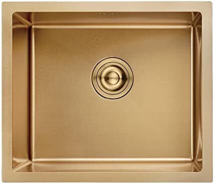 Stainless Steel Kitchen Sink, 50 x 43cm, Undermount Kitchen Sink Drop in, Topmount Single Bowl Outdoor Campervan Sink with Drainer Fittings