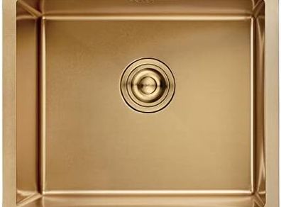 Stainless Steel Kitchen Sink, 50 x 43cm, Undermount Kitchen Sink Drop in, Topmount Single Bowl Outdoor Campervan Sink with Drainer Fittings