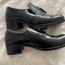 Marco Moreo Vintage Black Leather Tassel Loafers - Size 38.5 - Block Heel - Brogue Detail Image 3