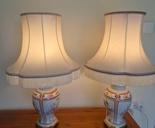 Large Pair of Vintage French Porcelaine de Limoges Drimmer Table Lamps 72cm