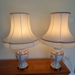 Large Pair of Vintage French Porcelaine de Limoges Drimmer Table Lamps 72cm