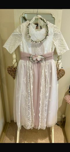Marian Gale vintage style communion dress with custom made headband